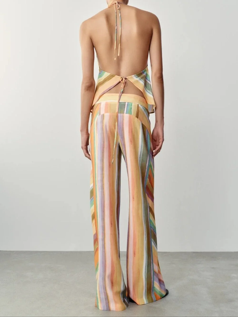 ZARA STRIPED WIDE LEG PANTS